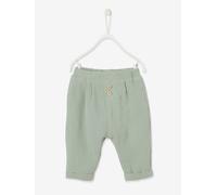 VERTBAUDET Pantalon Coupe Sarouel en Gaze de Coton bébé garçon Tilleul 9M(71CM)