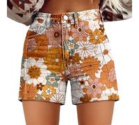 Pantalon Bermuda Jeans Femme d'Été, Short en Denim Sexy Taille Élastique Court Secxy Élégant Confortable Hotpants Casual grande taille Pantalon Push Up Baggy Bermuda à la Mode Large, jaune, M