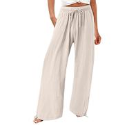 Pantalon blanc pour femme stretch décontracté décontracté pantalon en coton confortable avec poches taille haute élastique sacs en papier pantalon à cordon de serrage vêtements de danse pole dance