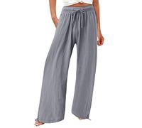 Pantalon blanc pour femme stretch décontracté décontracté pantalon en coton confortable avec poches taille haute élastique sacs en papier pantalon à cordon de serrage vêtements de danse pole dance