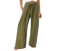 Pantalon blanc pour femme stretch décontracté décontracté pantalon en coton confortable avec poches taille haute élastique sacs en papier pantalon à cordon de serrage vêtements de danse pole dance