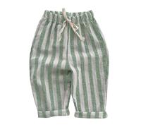 Pantalon Bloomers Été pour Bébé Garçon Fille Pantalon Sarouel Taille Elastique en Coton Lin Pantalons Bouffant à Rayures Pantalons Long Décontracté Jogging pour Bébé