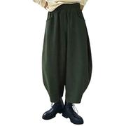 Pantalon bouffant en coton pour femme - Pantalon baggy pour femme - Coupe ample - Jambes larges - Pantalon en velours côtelé - Vintage - Pantalon palazzo japonais - Pantalon droit - Pantalon d'hiver
