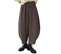 Pantalon bouffant en coton pour femme - Pantalon baggy pour femme - Coupe ample - Jambes larges - Pantalon en velours côtelé - Vintage - Pantalon palazzo japonais - Pantalon droit - Pantalon d'hiver