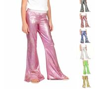Pantalon brillant métallisé pour enfant fille garçon Pantalon de survêtement à jambes larges Pantalon de danse hip hop Pantalon de danse hippie Performance Festival Tenue Taille haute Pantalon de