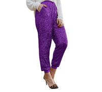 Pantalon brillant, pantalon pailleté pour femme - Legging taille haute scintillant - Pantalon de survêtement de couleur unie - Pantalon confortable à paillettes doux - Pantalon de soirée décontracté à