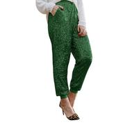 Pantalon brillant, pantalon pailleté pour femme - Legging taille haute scintillant - Pantalon de survêtement de couleur unie - Pantalon confortable à paillettes doux - Pantalon de soirée décontracté à