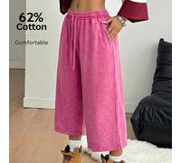Pantalon capri ample à taille élastique en coton lavé rose, style streetwear vintage décontracté pour sortir, grande taille, été/automne, pour femmes et hommes, short oversize 0XL,1XL,2XL,3XL,4XLLettr