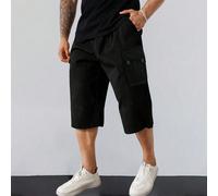 Pantalon capri cargo décontracté polyvalent pour hommes, été, vacances, trajets, extérieur, randonnée, sports, entraînement, fitness L,M,S,XL,XXLUnicoloreTissu tissé