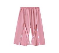 Pantalon Capri détachable for femmes, récupération post-chirurgie, remplacement de la hanche, du genou, de la cheville, bande magique adaptative, jambe large(Pink,Large)