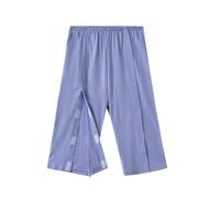 Pantalon Capri détachable for femmes, récupération post-chirurgie, remplacement de la hanche, du genou, de la cheville, bande magique adaptative, jambe large(Blue,XX-Large)