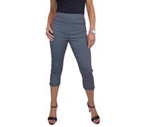 Pantalon Capri en Bengaline Stretch À Enfiler pour Femme, Taille Haute Élastiquée Gris Chiné 36-48 (44)