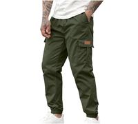 Pantalon cargo à revers pour homme, pantalon de combat solide avec plusieurs poches, taille élastique, cordon de serrage, pantalon de survêtement léger pour le jogging, la marche, le jogging et la