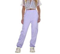 Pantalon Cargo Ado Fille Ample 7-12 Ans Pantalon Cargo Baggy Enfant Fille Large Taille Elastique Chic Confortable Pas Cher Sport Casual Vacances Jogging Streetwear (Purple, 7-8 Ans)