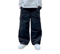 Pantalon Cargo Ado Garcon 8-15 Ans Pantalon Jambe Large Garçon Taille Elastique Large Pas Cher Chic Confortable Casual Sport Vacances Mignon Dessin Animé Fashion Streetwear (Black, 14-15Years)