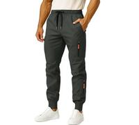 Pantalon cargo ample et confortable pour homme - Pantalon de jogging athlétique fuselé avec poches zippées - Taille élastique - Cordon de serrage - Pantalon de travail en plein air - Pantalon de