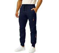 Pantalon cargo ample et confortable pour homme - Pantalon de jogging athlétique fuselé avec poches zippées - Taille élastique - Cordon de serrage - Pantalon de travail en plein air - Pantalon de