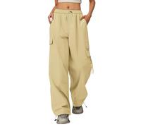Pantalon Cargo Ample Fille Casual Jambe Droite Décontracté Droit Lastique Eté Coupe Couleur Unie Street Hip hop Sport Vacances