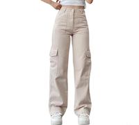 Pantalon cargo ample léger pour femme avec coupe ample et poches latérales pratiques pour une mobilité quotidienne (XL abricot)