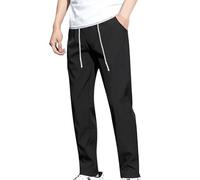 Pantalon cargo ample pour homme - Coupe droite - Coupe ajustée - Pantalon cargo ample en coton - Pantalon de travail léger - Pantalon de marche, Noir , L