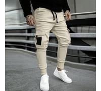 Pantalon cargo ample pour hommes avec taille à cordon de serrage, poches et poignets élastiques. Pantalon de jogging crème pour hommes, pantalon streetwear pour hommes, pantalon de survêtement de créa