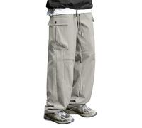 Pantalon cargo baggy de randonnée pour homme avec cordon de serrage à la taille élastique et poches à rabat - Pantalon de parachute tendance - Jambe large - Hip Hop Street Wear - Vêtements d'hiver