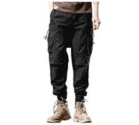 Pantalon Cargo Baggy Homme avec Multi Poches Taille Elastique, Pantalon de Travail Utilitaire pour Hommes Confort Ample avec Cordon Ajustable et Poches Multiples Style décontracté extérieur Automne