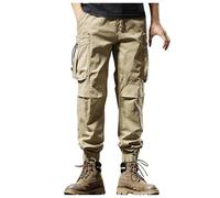 Pantalon Cargo Baggy Homme avec Multi Poches Taille Elastique - Pantalon de Travail Utilitaire pour Hommes Confort Ample avec Cordon Ajustable et Poches Multiples Style décontracté extérieur Automne
