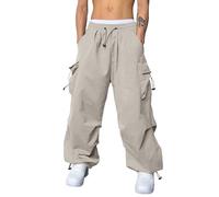 Pantalon Cargo Baggy Homme Séchage Rapide Pantalons de Travail avec Multipoches Taille Haut Elastique Décontracté Pantalon Jogging Large Pantalons Yoga Cordon de Serrage