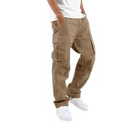 Pantalon cargo baggy pour homme - Avec élastique - Léger - À enfiler - Pantalon de sport décontracté - Taille stretch - Pantalon d'extérieur - Jambes larges - Pantalon de loisirs avec poches
