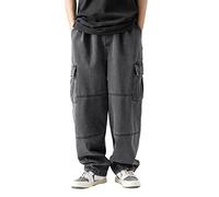Pantalon Cargo Baggy pour Homme Hip Hop avec Jambes Larges Jeans pour Garçon Y2k Jeans des Années 90 Nouveau Vintage Délavé Pantalon de Travail Streetwear Jeans pour Homme Pantalon de Loisir, Noir , M