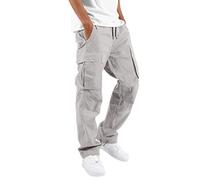 Pantalon cargo baggy uni avec poches Pantalon d'été pour homme léger et aéré Taille décontractée Couleur Sport Chapeau Multi Tissé Corde de Pied Solide Pantalon Cargo, Blanc., M