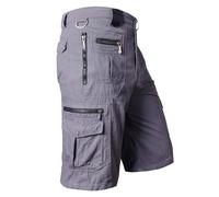 Pantalon cargo camouflage court pour homme - Taille 5XL - Pantalon de loisirs - Plusieurs poches - Pantalon d'été léger et respirant - Pantalon d'extérieur classique décontracté, gris, XXL