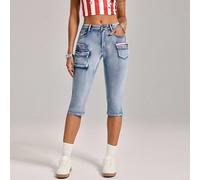 Pantalon cargo court en jean délavé pour femmes Tall XS,Tall S,Tall M,Tall LUnicoloreJean
