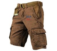 Pantalon cargo court stretch pour homme - Grandes tailles - Pantalon de loisirs pour homme - Pantalon de sport décontracté - Pantalon d'été léger - Imprimé 3D - Pantalon d'automne - Pantalon