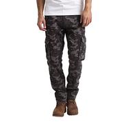 Pantalon cargo de combat pour homme - 100 % coton - Jambe droite, Camouflage anthracite., 44 W/32 L