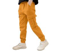 Pantalon Cargo de Jogging pour garçon - Coupe Ample et Confortable Parfait pour l’école et Les activités en Plein air idéal pour Adolescents et Jeunes Design sans Couleur ni (Orange, 9-10 Years) #28