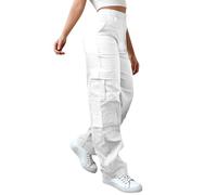 Pantalon Cargo De Travail Femme Taille Elastique Pantalons De Sport Pantalon Jogging RandonnéE Sport Yoga Unie Pantalons De Plage avec Poches Tenue Chic Et Elegant VêTements Femme éTé Pantacourt Long