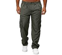 Pantalon cargo décontracté extensible pour homme avec cordon de serrage à la taille, camouflage militaire avec plusieurs poches, vêtement de travail décontracté pour le travail en plein air, vert