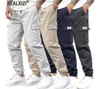 Pantalon Cargo Décontracté Homme Printemps, Pantalon de Jogging Extérieur à Taille Élastique et Cordon de Serrage, Survêtement Ample, Vêtement Vert armée