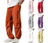 Pantalon cargo décontracté pour homme avec cordon de serrage et poches multiples pour la randonnée, J001-Marron, L