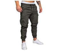 Pantalon cargo décontracté pour homme, léger, taille élastique, multi-poches, pantalon de combat, pantalon de combat, pantalon de jogging de couleur unie, pantalon de travail à revers respirant pour