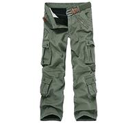 Pantalon Cargo Doublé Polaire pour Homme Pantalon Militaire D'ExtéRieur en Coton avec Poches Multiples Pantalon Ample Et Extensible sans Ceinture (ArméE Verte,40)