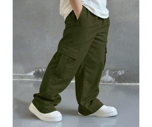 Pantalon cargo droit pour jeune garçon, polyvalent, confortable et à la mode, idéal pour les trajets domicile-travail, l'école, les vacances et le quotidien. Tissu doux et résistant aux salissures, mu