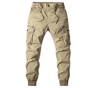 Pantalon cargo en coton pour homme - Coupe athlétique multi-poches zippées Pantalon de travail d'entraînement en plein air Pantalon de travail durable Pantalon de randonnée respirant Pantalon de