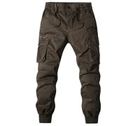 Pantalon cargo en coton pour homme - Coupe athlétique multi-poches zippées Pantalon de travail d'entraînement en plein air Pantalon de travail durable Pantalon de randonnée respirant Pantalon de
