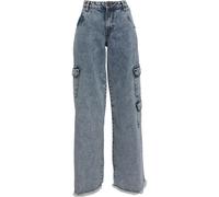 Pantalon cargo en jean femme Urban Classics Mid Waist Bleu 28