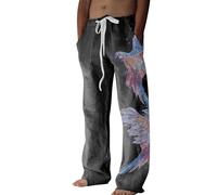 Pantalon cargo en lin pour homme - Pantalon cargo en mousseline - Léger - Avec cordon de serrage - Coton et lin - Taille élastique - Pantalon de jogging confortable, gris, 3XL