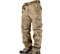 Pantalon cargo extensible pour homme Grandes tailles : pantalon de loisirs pour homme Pantalon long extensible en tissu avec poches et cordon de serrage Pantalon capri droit Pantalon de trekking