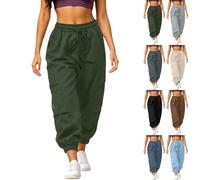 Pantalon Cargo Femme Automne Mi Saison Taille Haute Bas Resserré Loisirs | Pantalons cargo coupe libre, facile ajuster; style Pant ville outdoor, idéal pour automne, mi-saison et trajet quotidien.